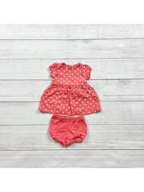 Just One You By Carter's Coral Polka Dot Dress  Bloomer Set Newborn